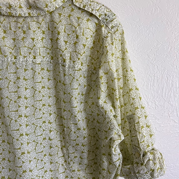 Liz Claiborne Monstera Plant Leaf Long Sleeve Button Up Light Cotton Size XL - Picture 7 of 7